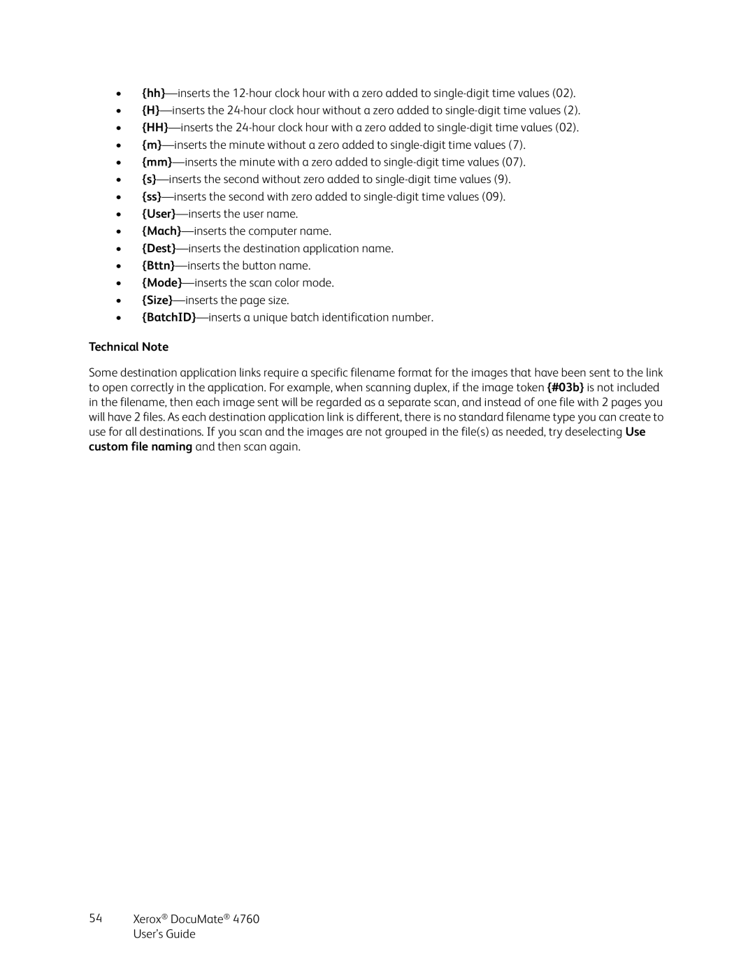 Xerox 4760 manual Technical Note 