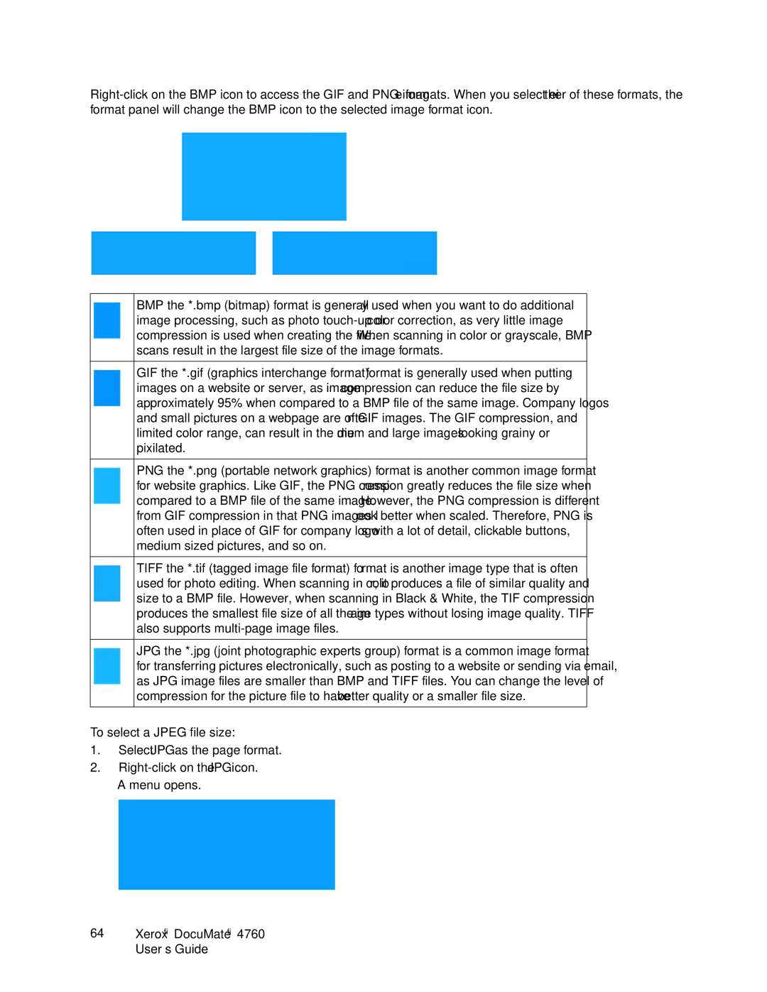 Xerox 4760 manual To select a Jpeg file size 