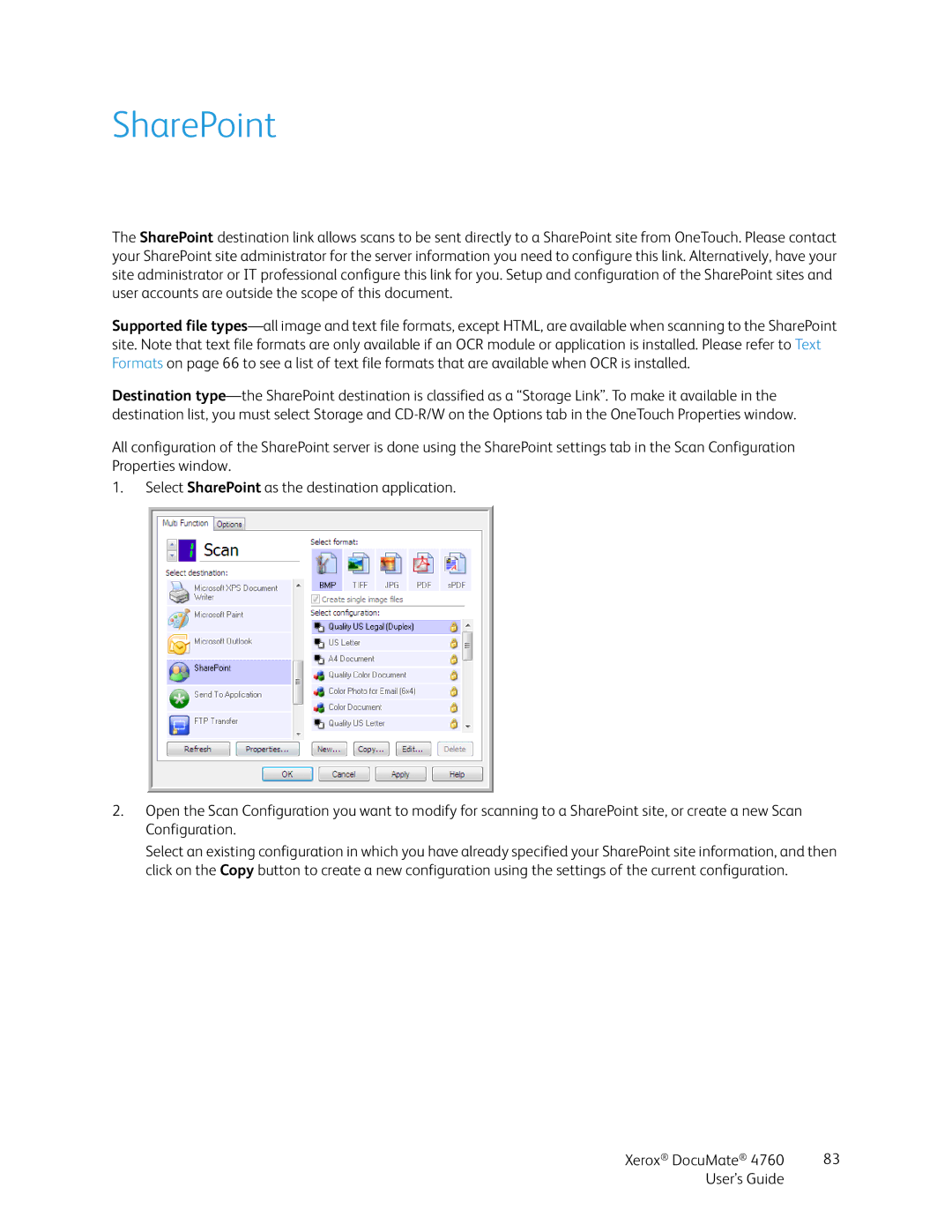 Xerox 4760 manual SharePoint 