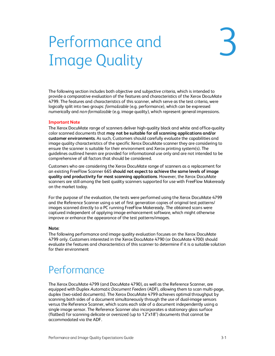 Xerox 4790 specifications Performance Image Quality 