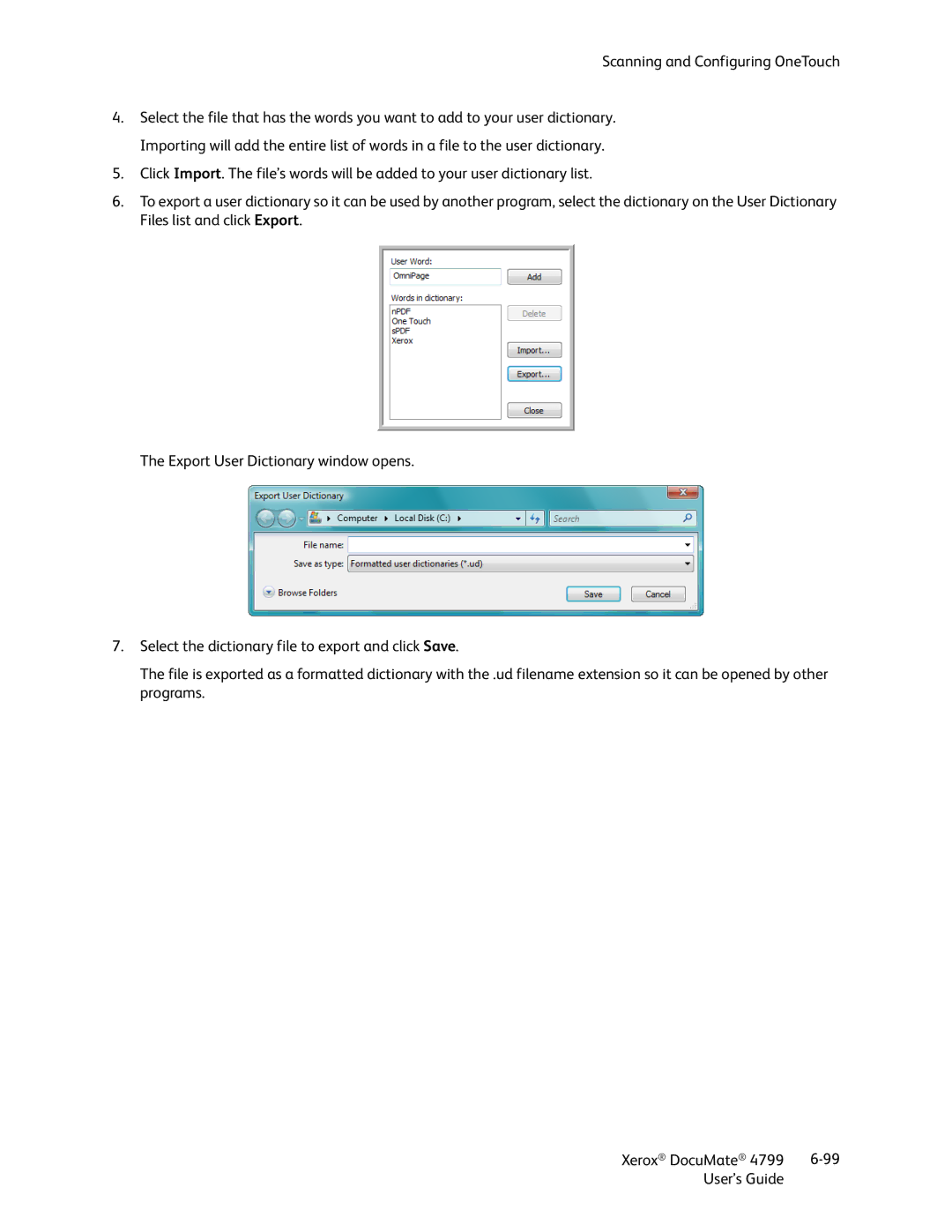 Xerox 4799 manual Scanning and Configuring OneTouch 