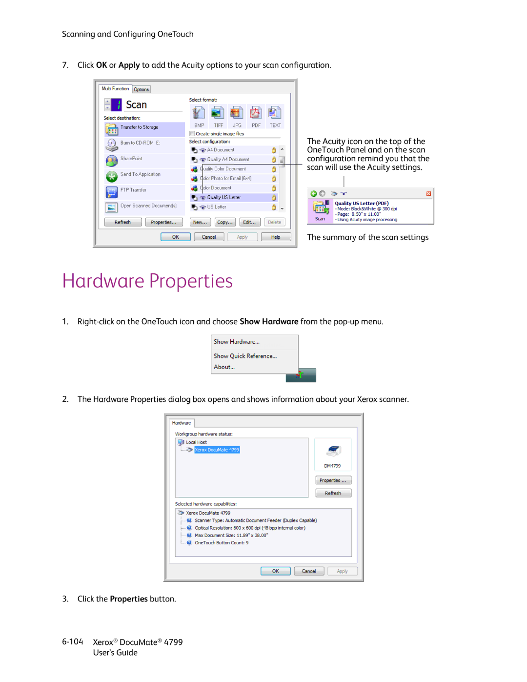 Xerox 4799 manual Hardware Properties 