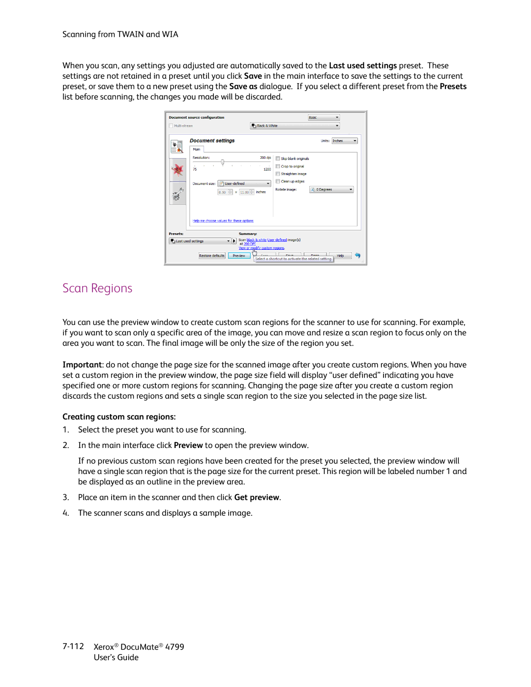 Xerox 4799 manual Scan Regions, Creating custom scan regions 