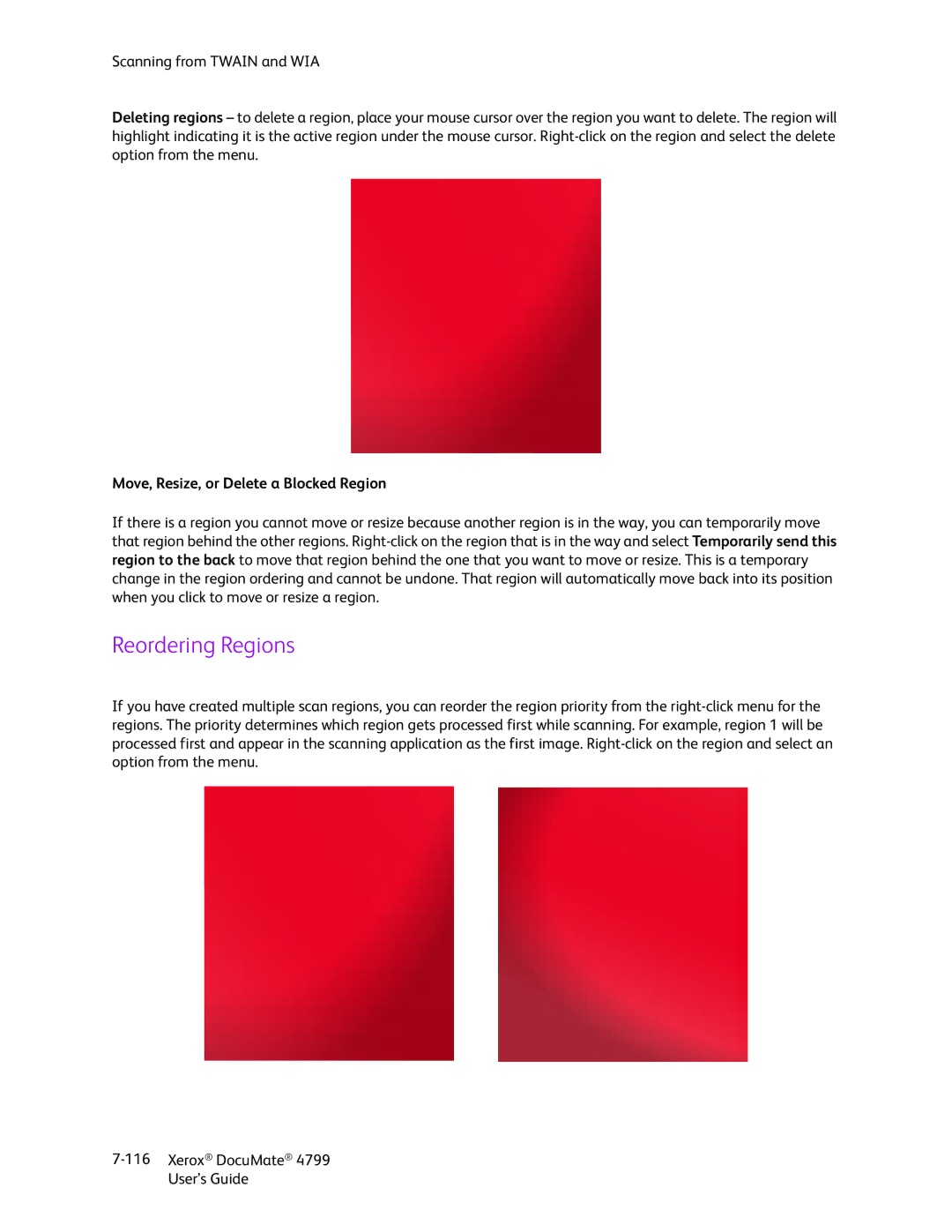 Xerox 4799 manual Reordering Regions, Move, Resize, or Delete a Blocked Region 