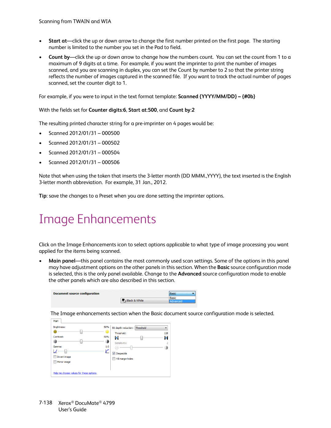 Xerox 4799 manual Image Enhancements 