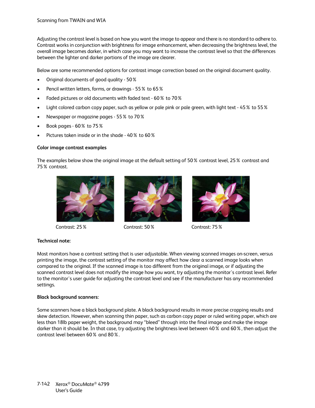 Xerox 4799 manual Color image contrast examples 