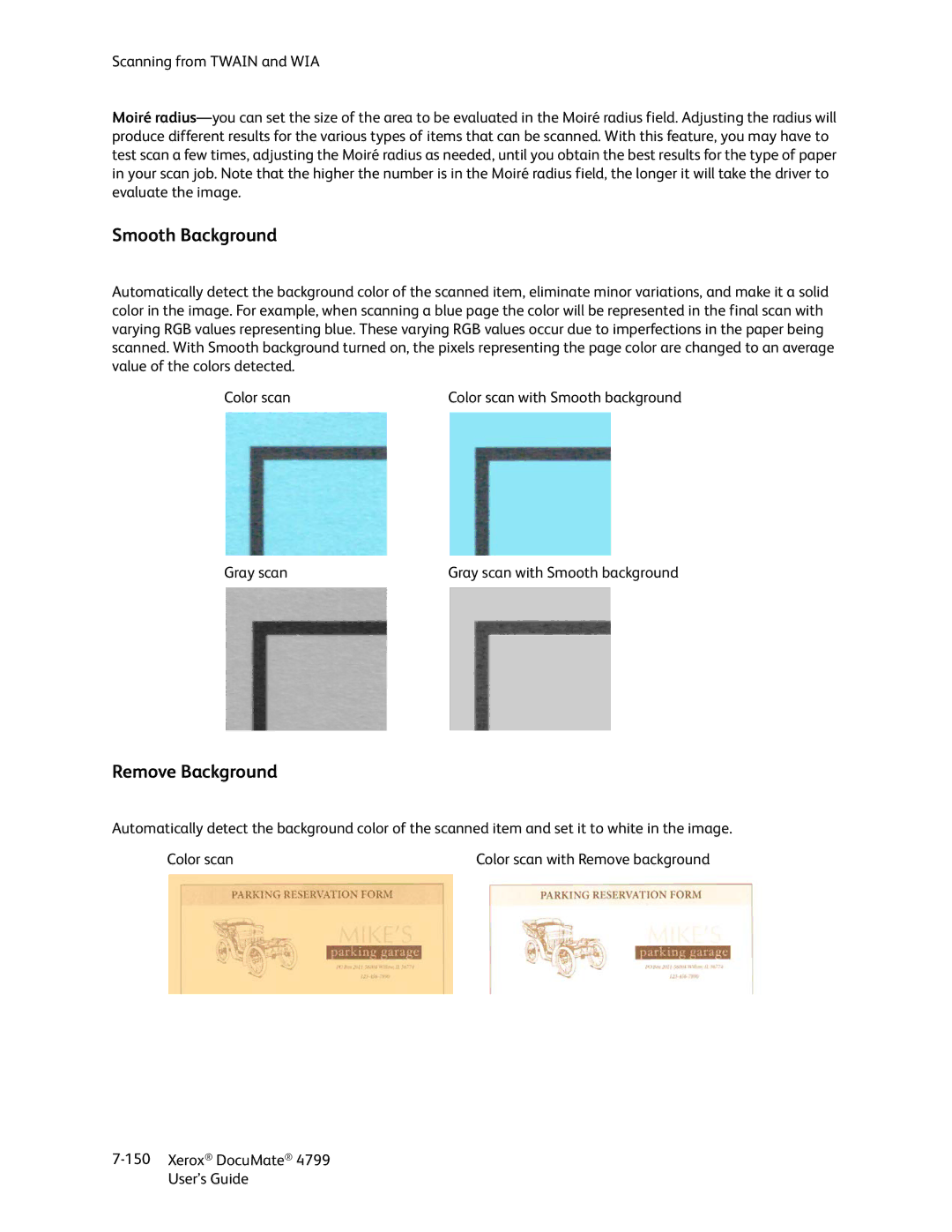 Xerox 4799 manual Smooth Background, Remove Background 