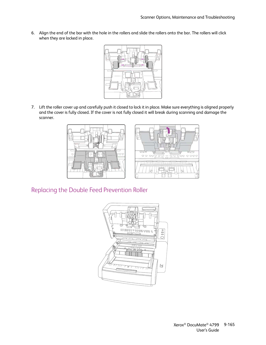 Xerox 4799 manual Replacing the Double Feed Prevention Roller 