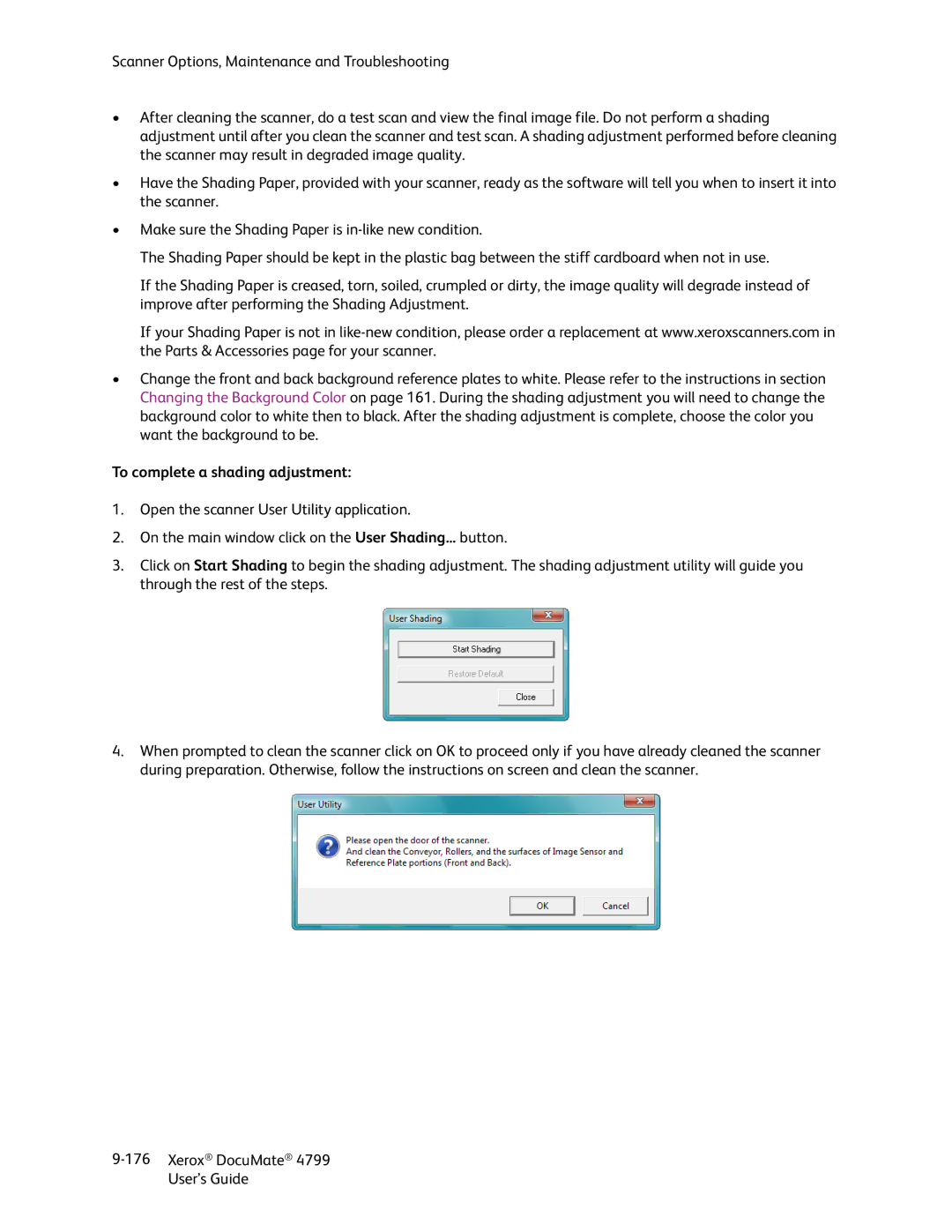 Xerox 4799 manual To complete a shading adjustment 