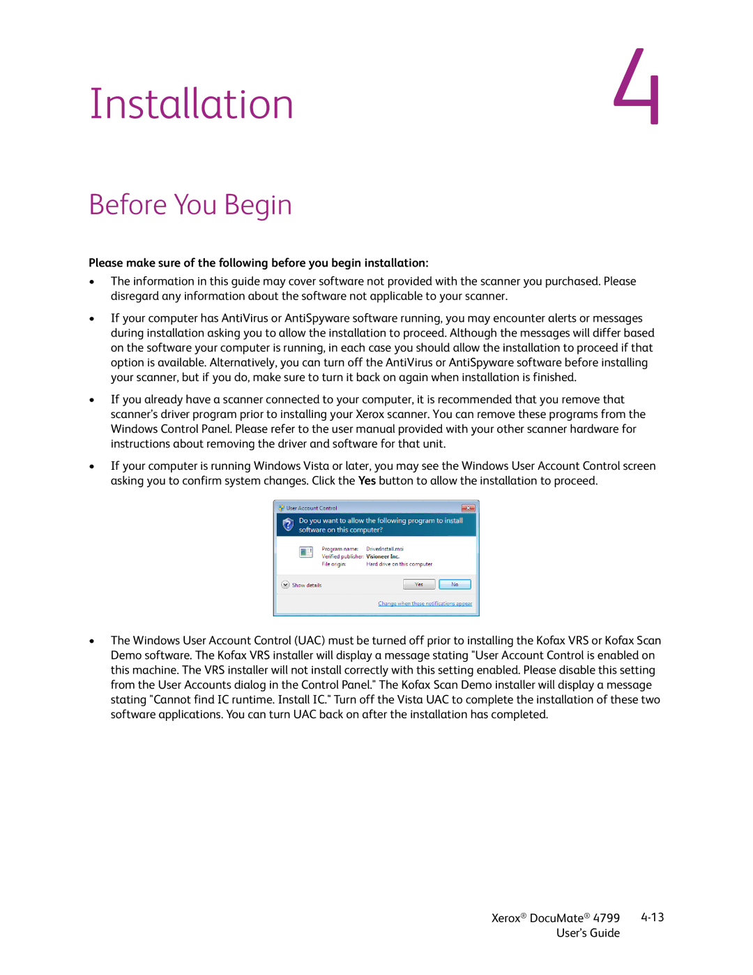 Xerox 4799 manual Installation4, Before You Begin 