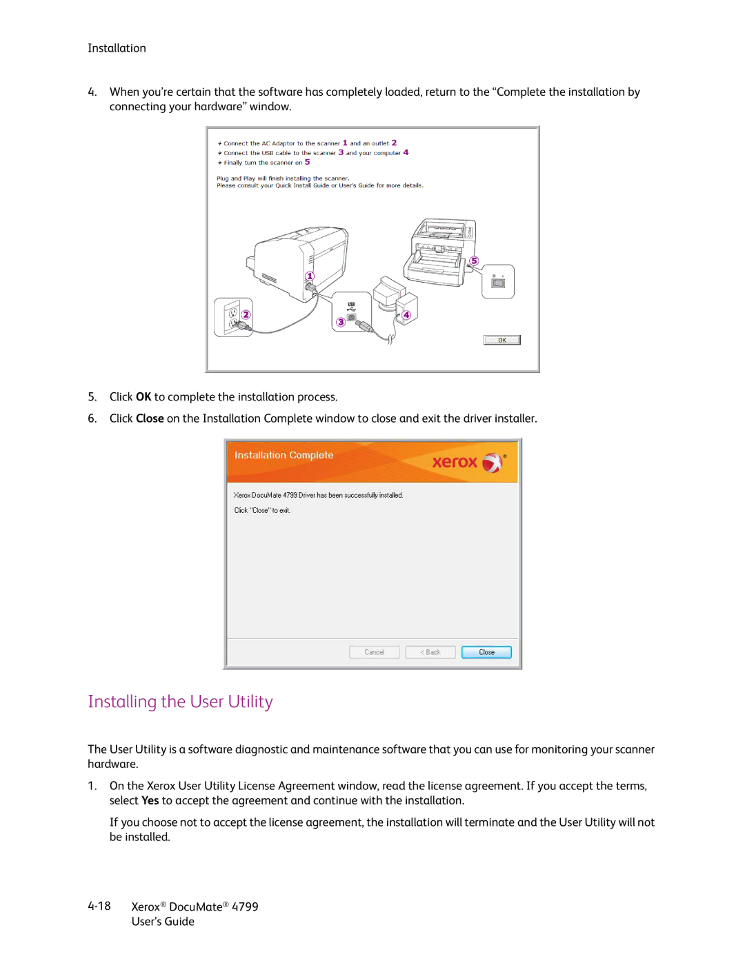 Xerox 4799 manual Installing the User Utility 