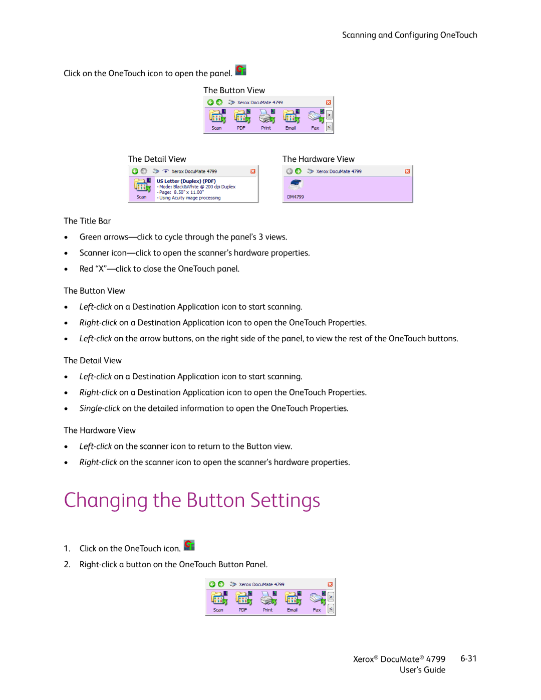 Xerox 4799 manual Changing the Button Settings 