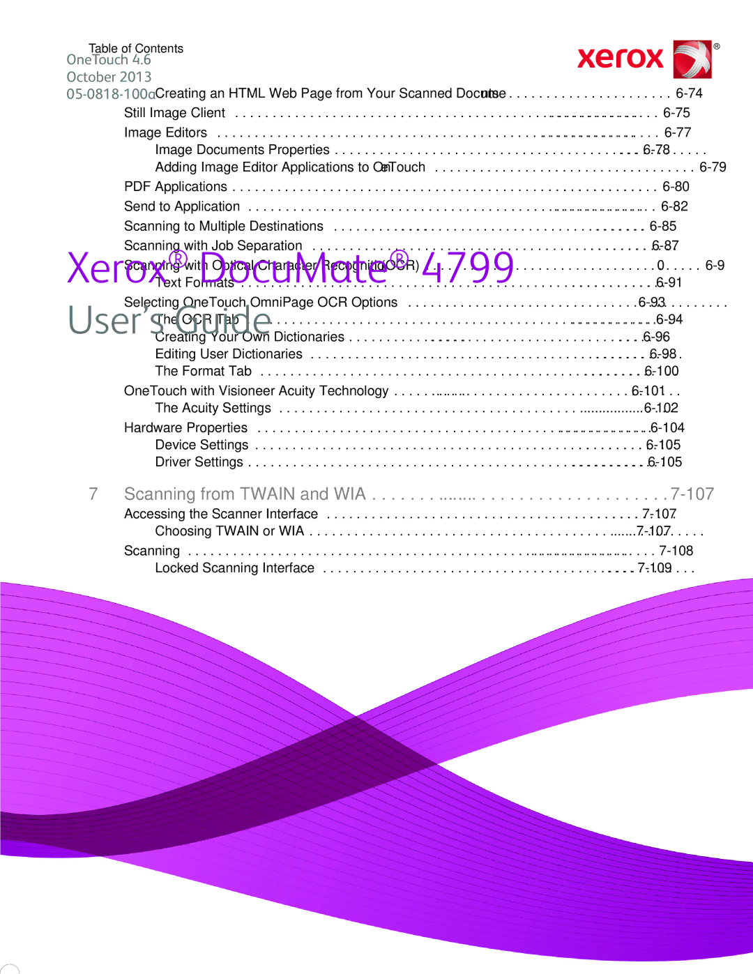 Xerox 4799 manual Scanning from Twain and WIA 