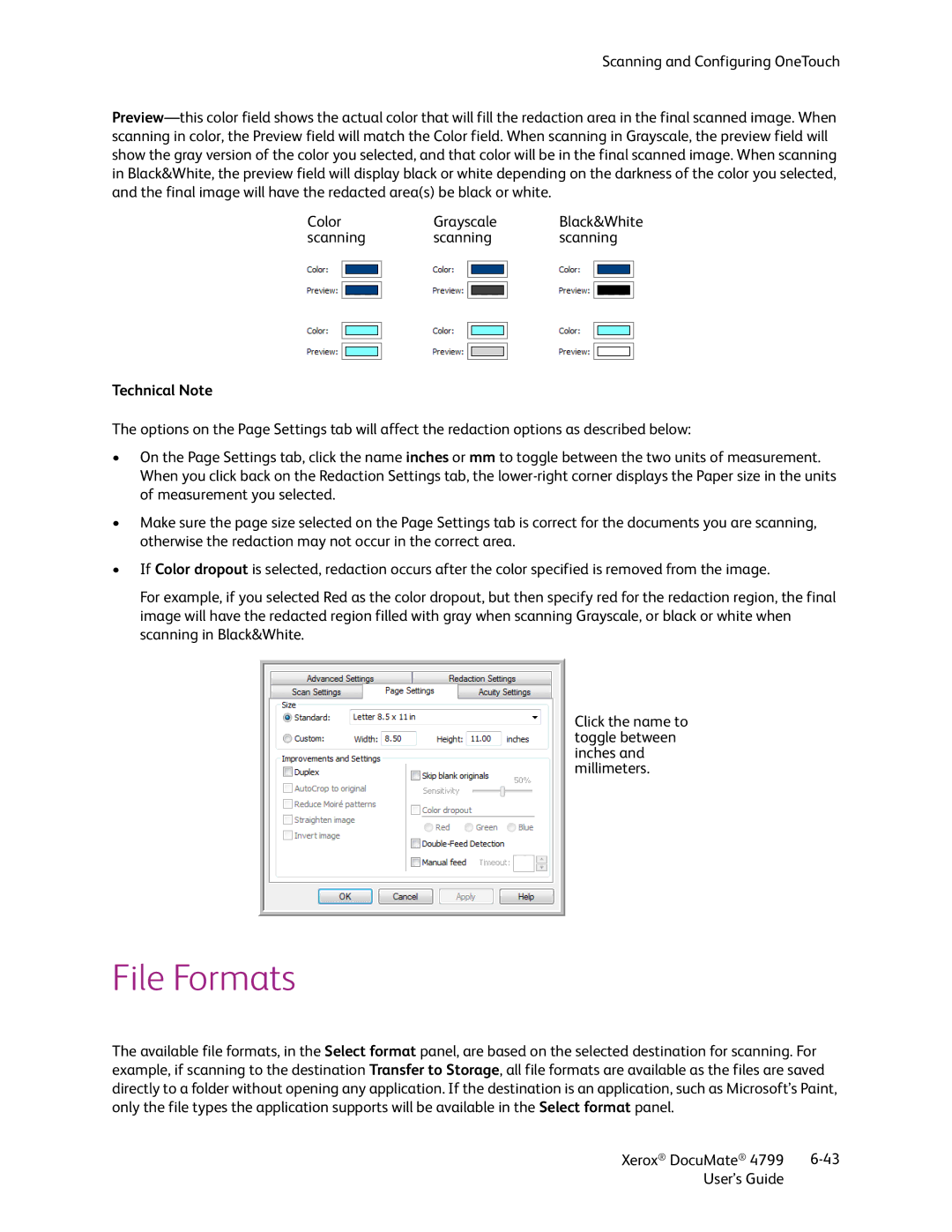 Xerox 4799 manual File Formats, Technical Note 