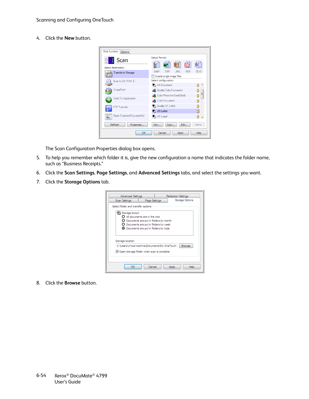 Xerox 4799 manual Click the Storage Options tab 