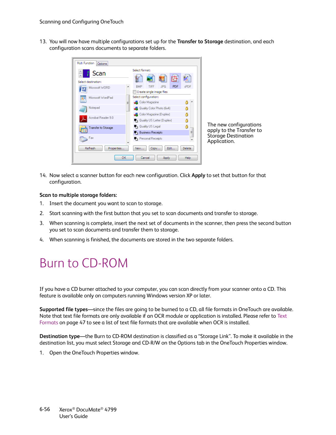 Xerox 4799 manual Burn to CD-ROM, Scan to multiple storage folders 