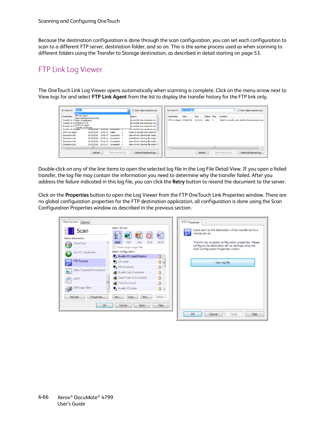 Xerox 4799 manual FTP Link Log Viewer 