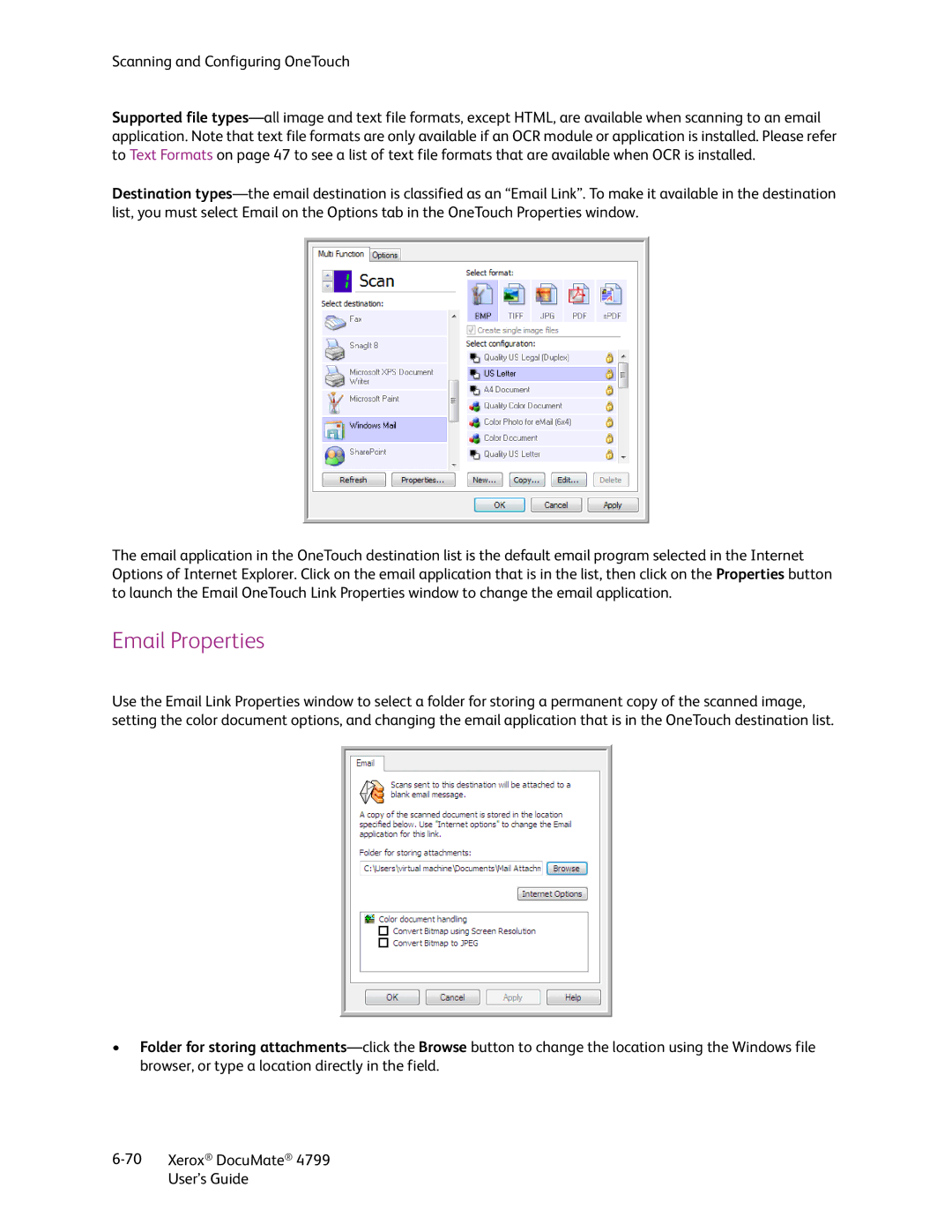 Xerox 4799 manual Email Properties 