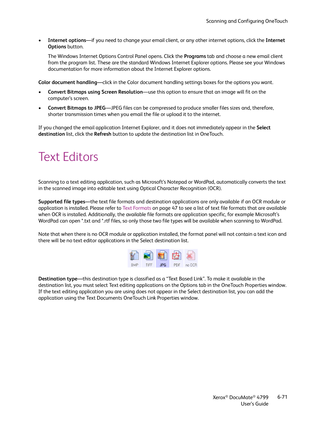 Xerox 4799 manual Text Editors 