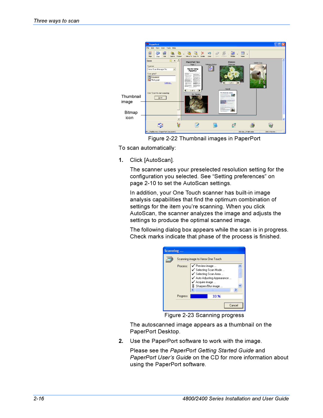 Xerox 4800, 2400 manual Thumbnail image Bitmap icon 