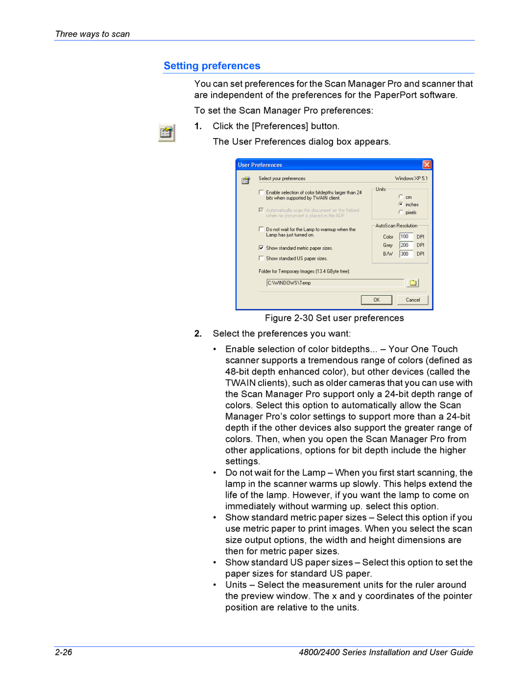 Xerox 4800, 2400 manual Setting preferences 