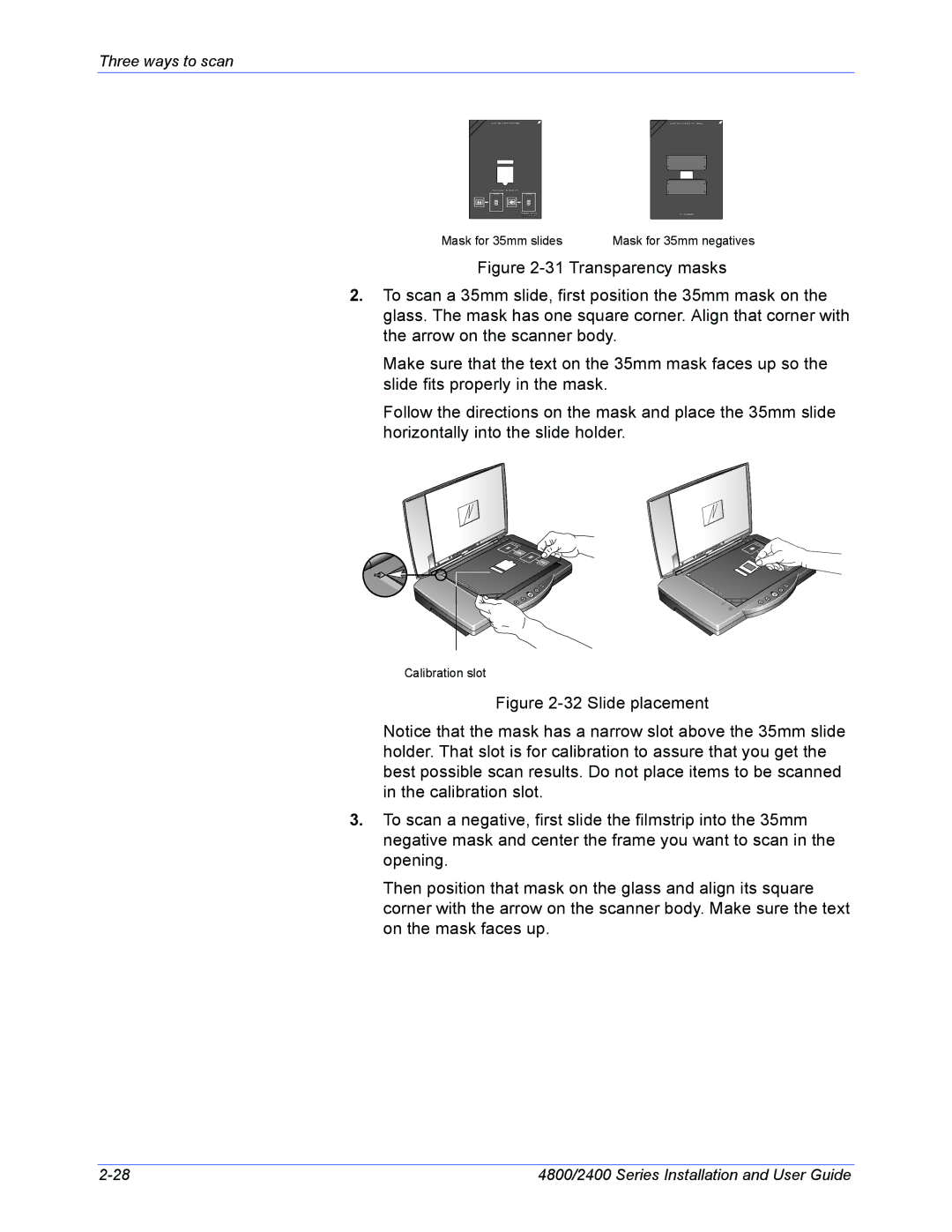 Xerox 4800, 2400 manual Mask for 35mm slides 