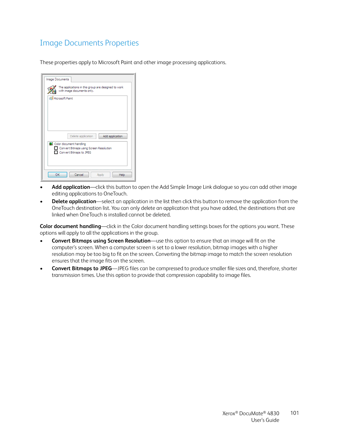 Xerox 4830 manual Image Documents Properties 