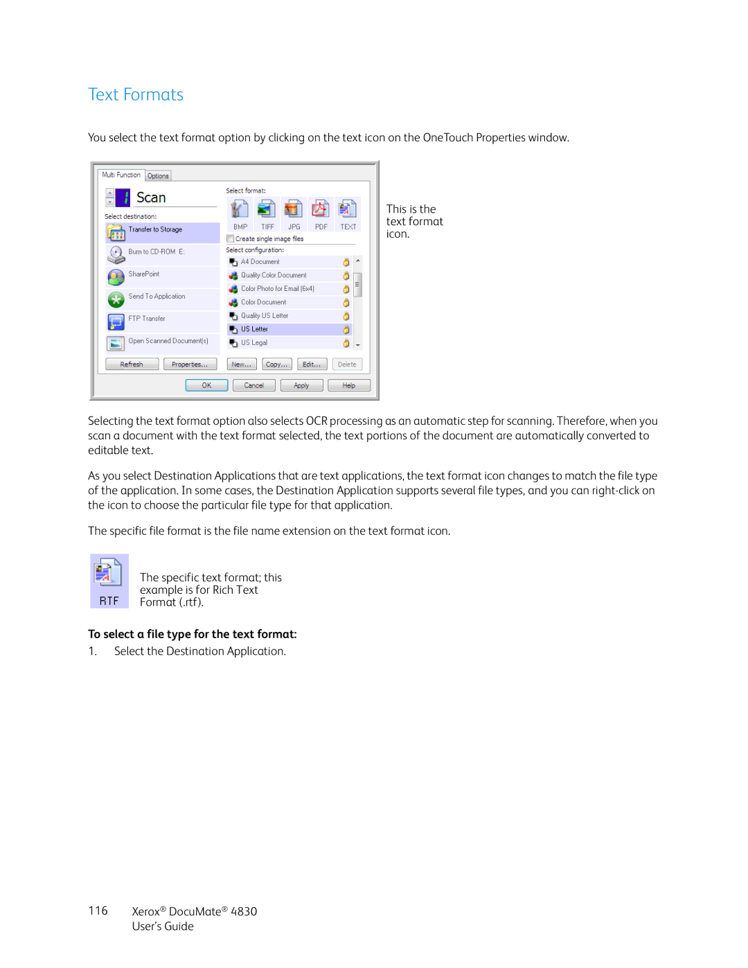 Xerox 4830 manual Text Formats 