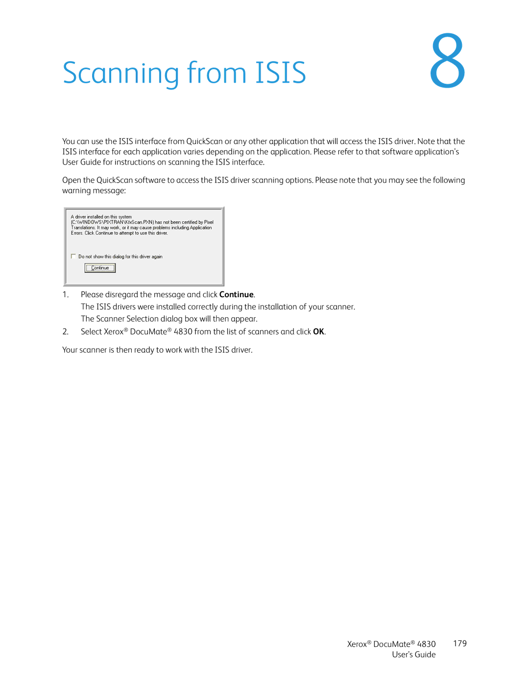 Xerox 4830 manual Scanning from Isis 