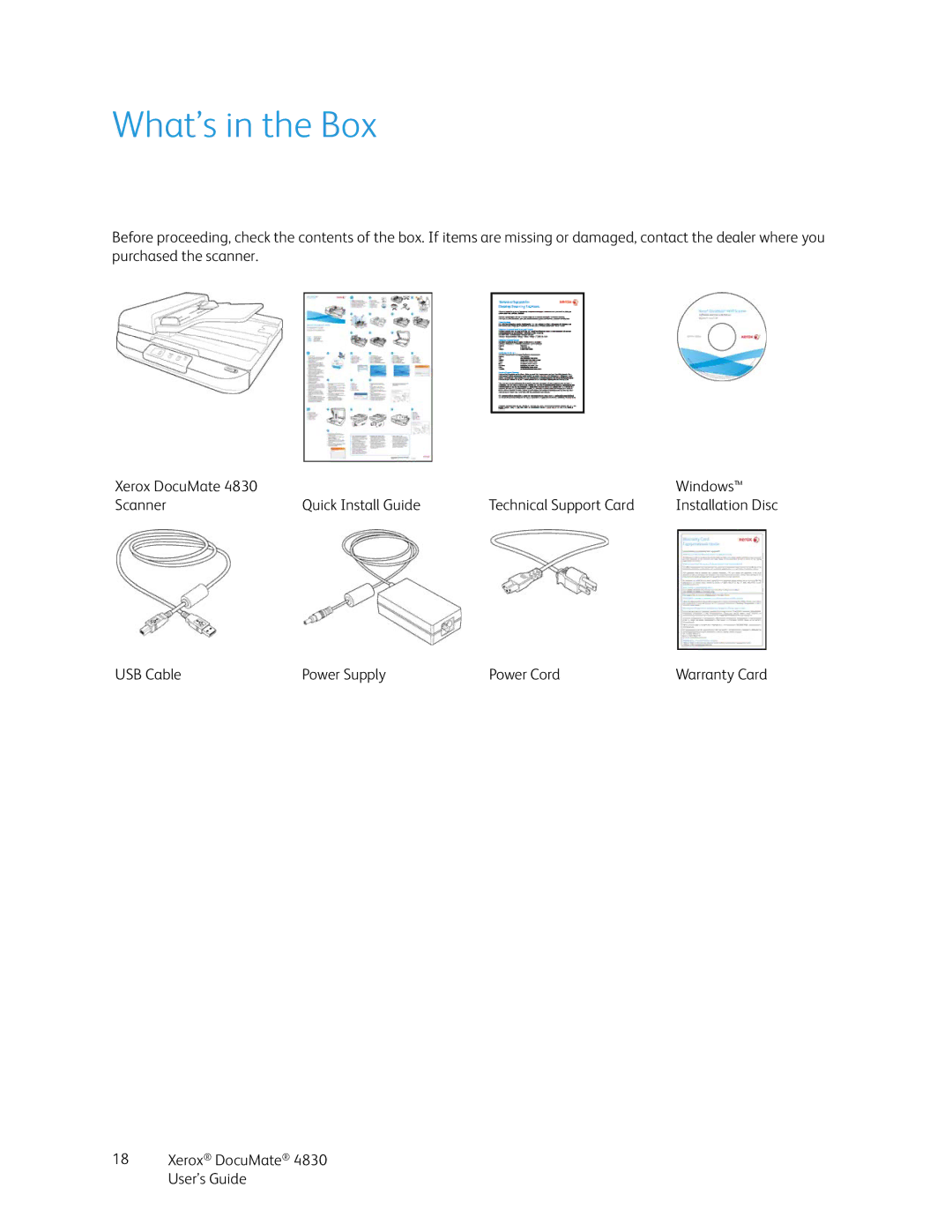 Xerox 4830 manual What’s in the Box 