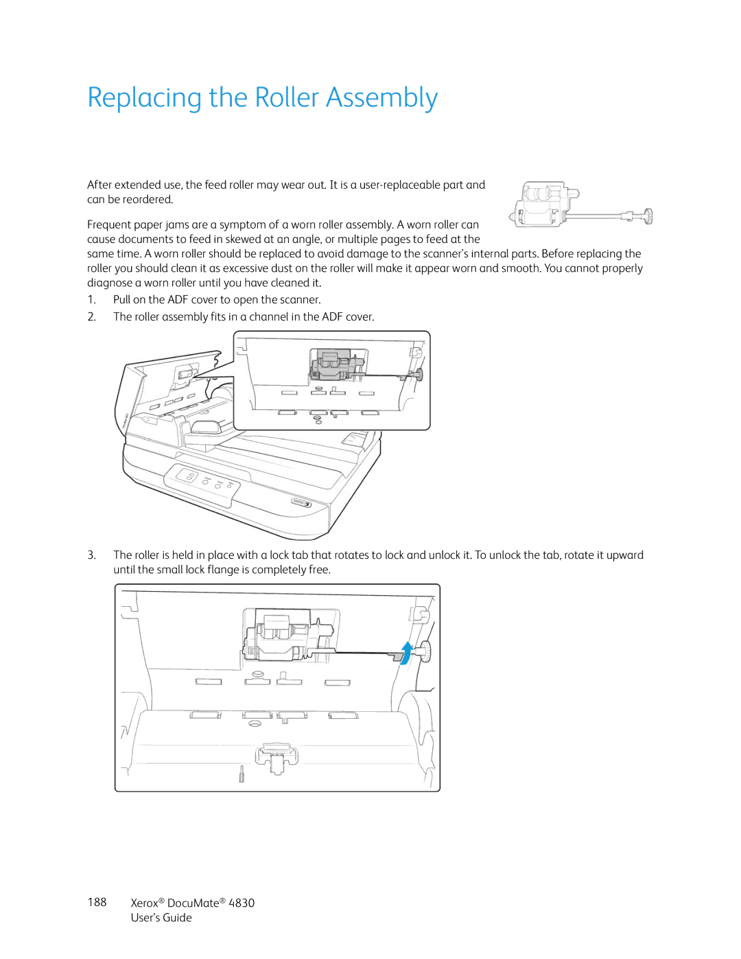 Xerox 4830 manual Replacing the Roller Assembly 