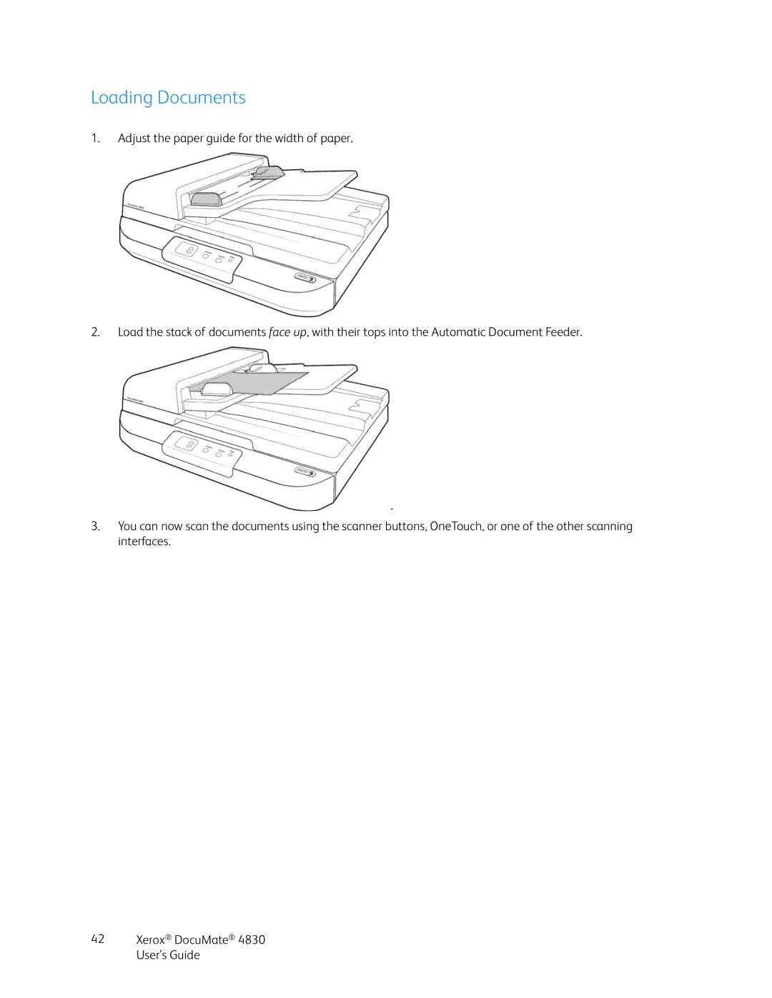 Xerox 4830 manual Loading Documents 