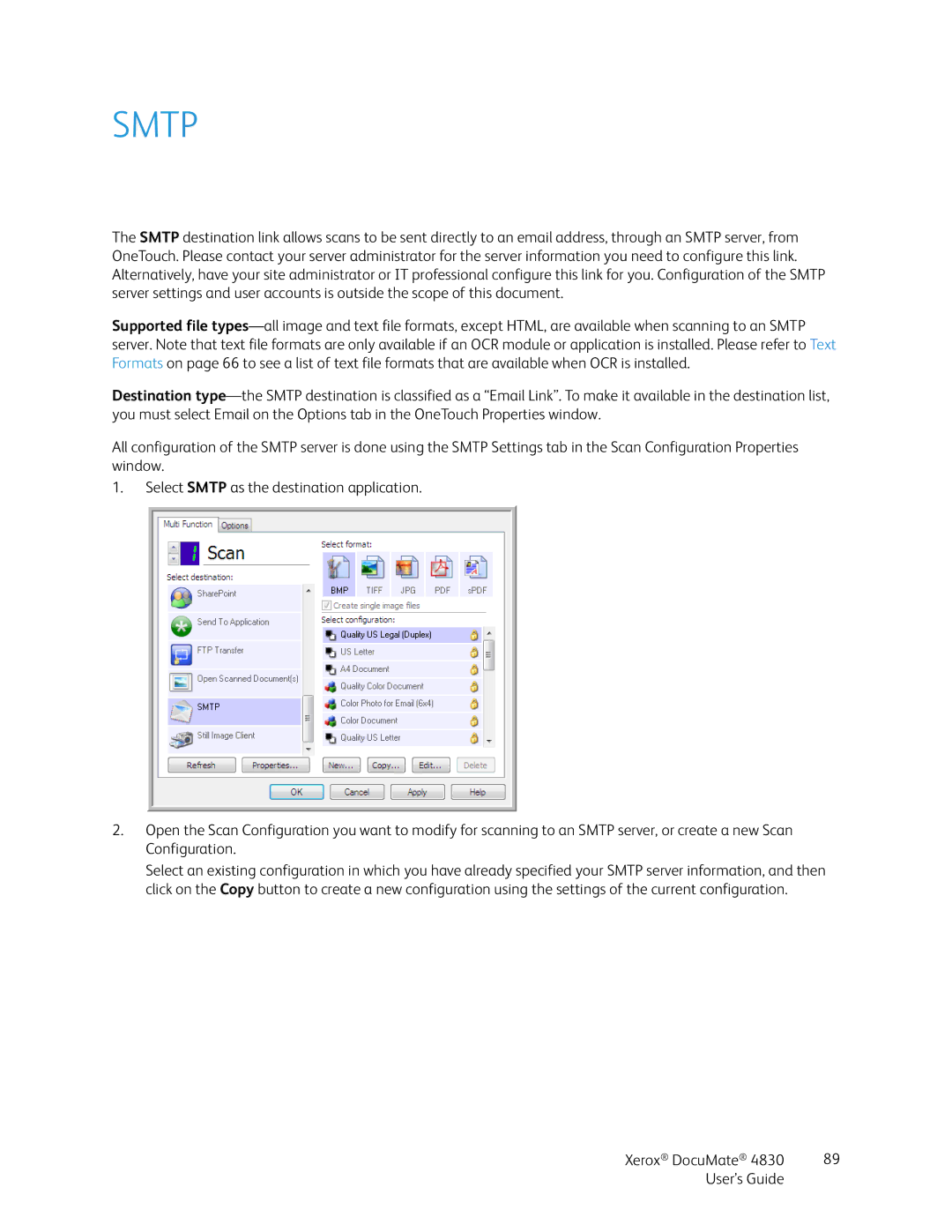 Xerox 4830 manual Smtp 