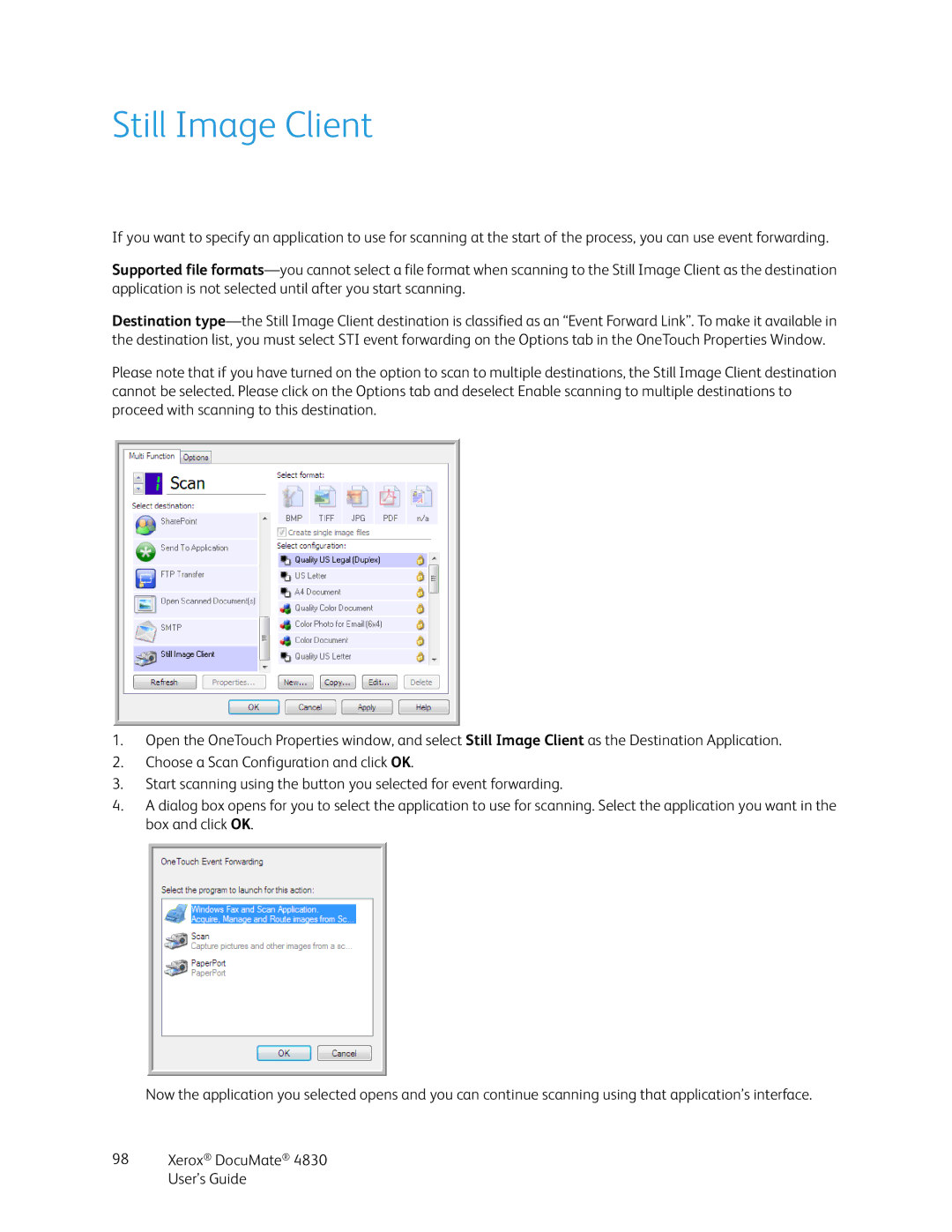 Xerox 4830 manual Still Image Client 