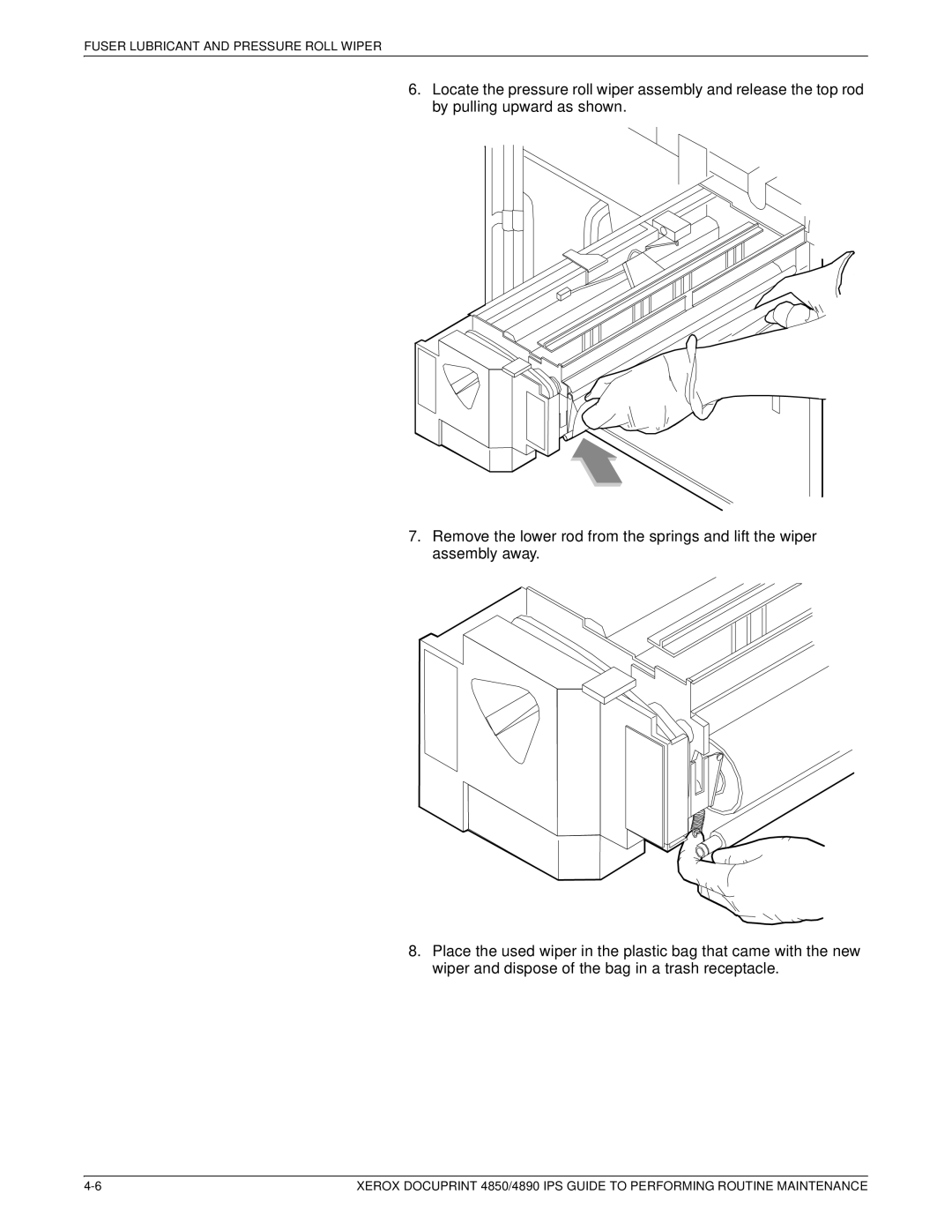 Xerox 4890 IPS manual Fuser Lubricant and Pressure Roll Wiper 