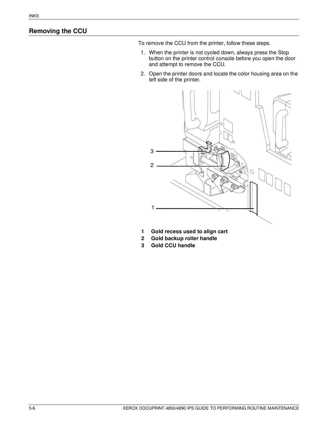 Xerox 4890 IPS manual Removing the CCU 