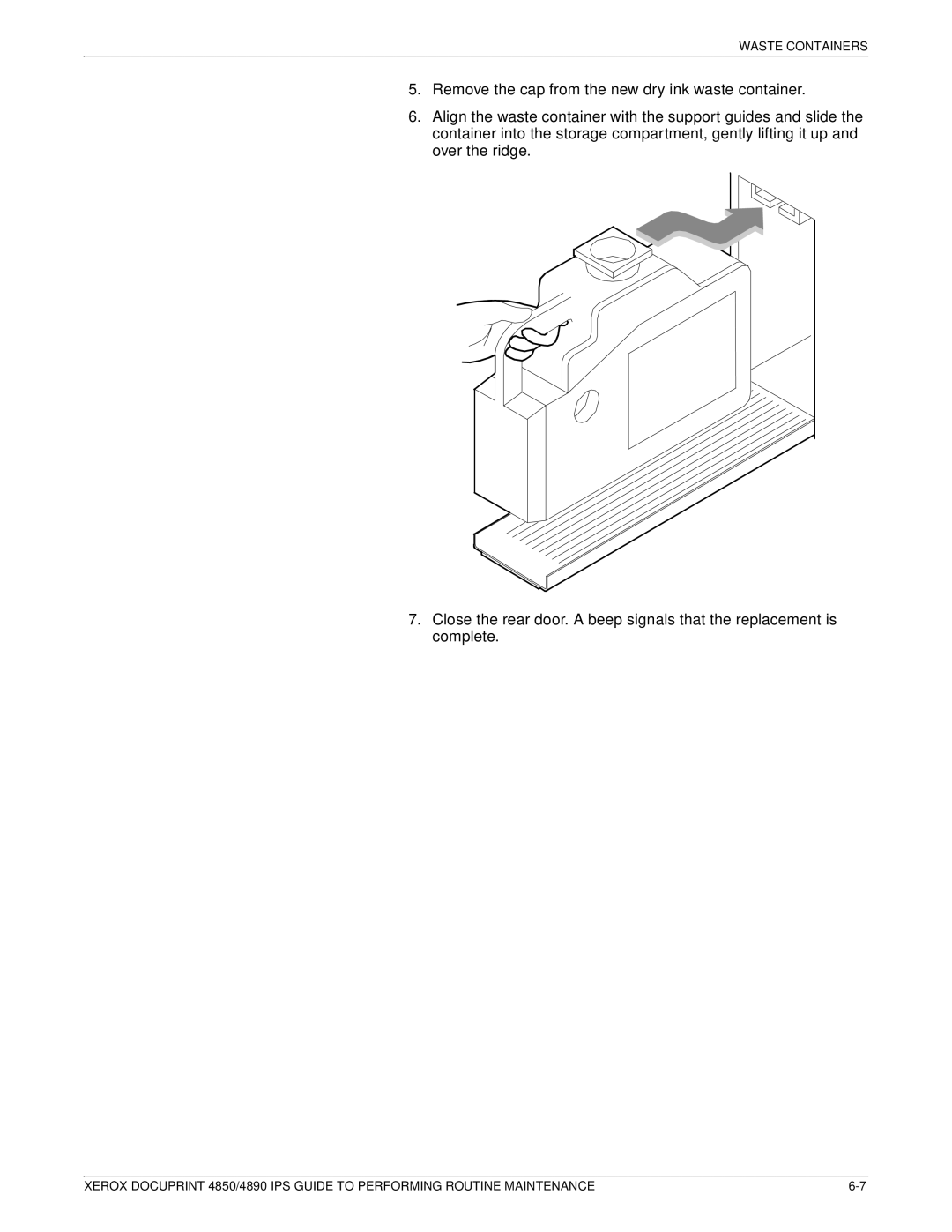 Xerox 4890 IPS manual Waste Containers 