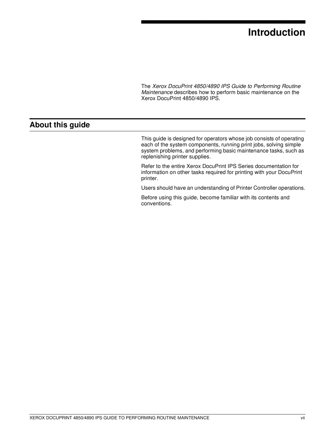 Xerox 4890 IPS manual Introduction, About this guide 