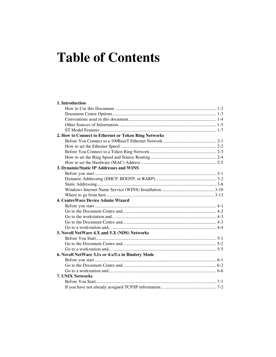 Xerox 480 ST, 490 ST manual Table of Contents 