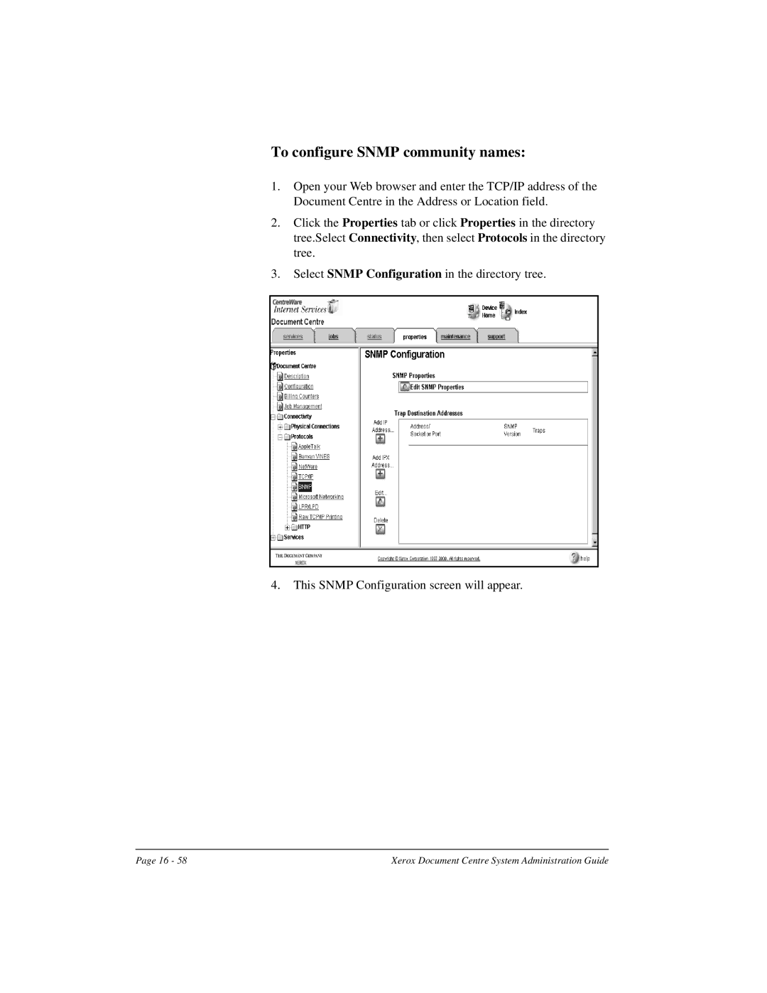 Xerox 490 ST, 480 ST manual To configure Snmp community names 