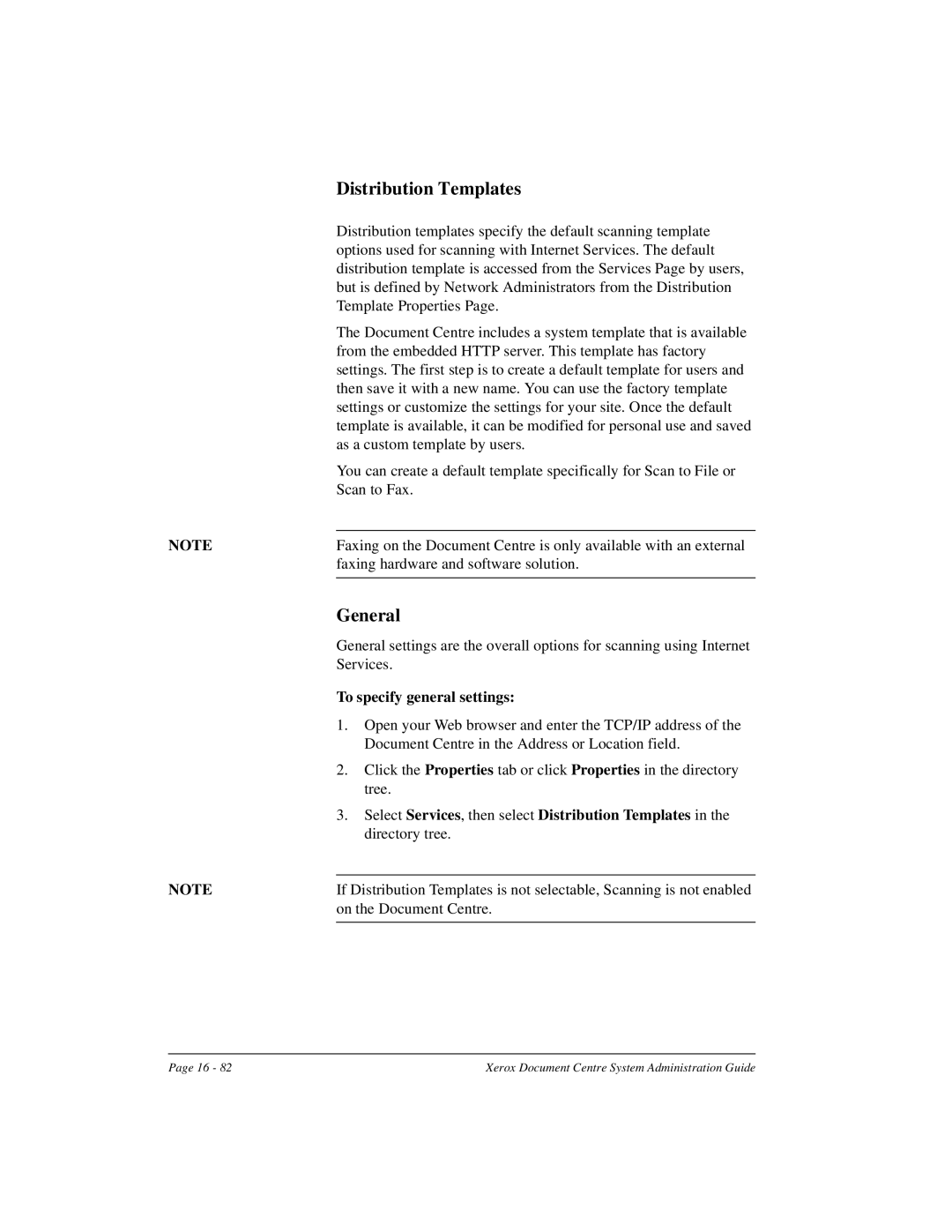 Xerox 490 ST, 480 ST manual Distribution Templates, To specify general settings 