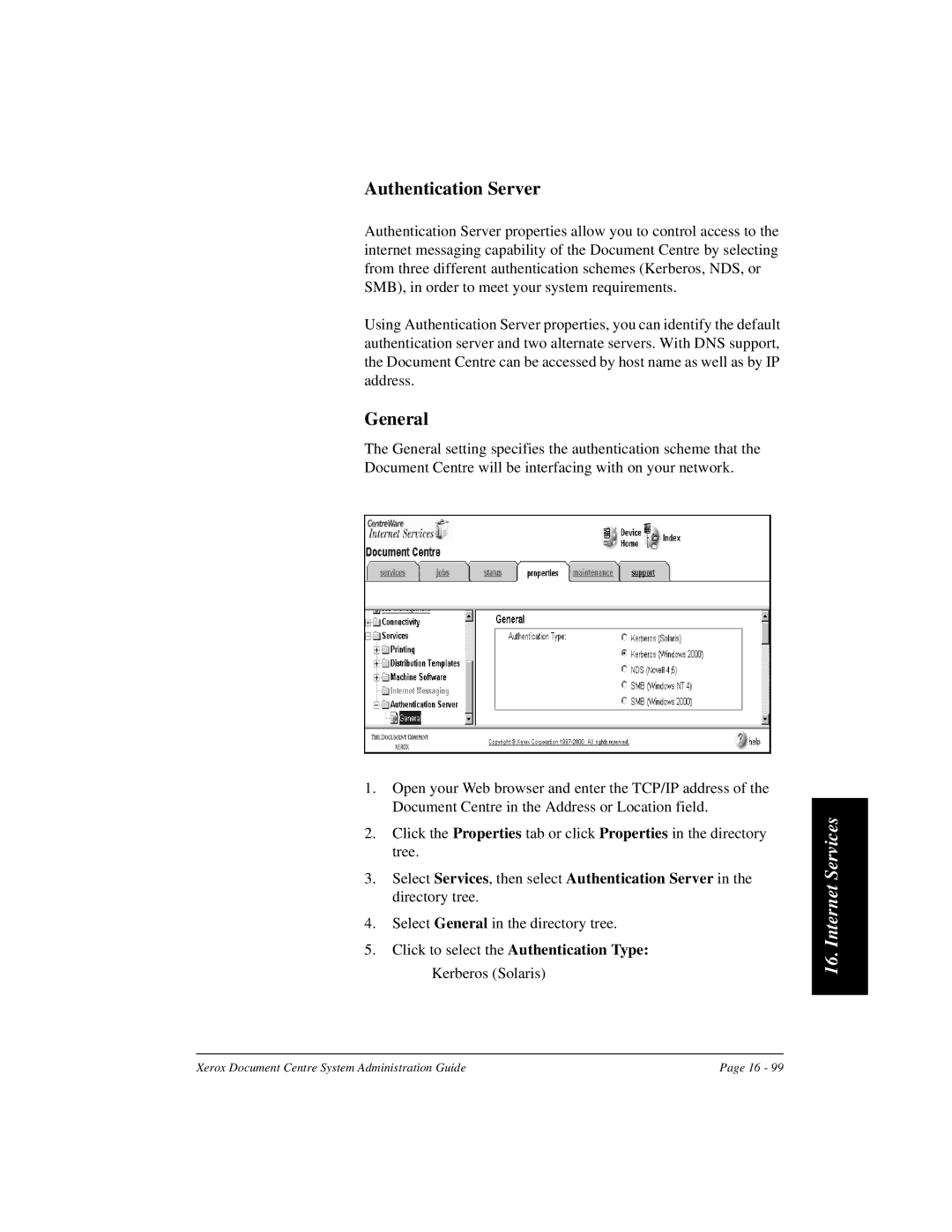 Xerox 480 ST, 490 ST manual Authentication Server, General 