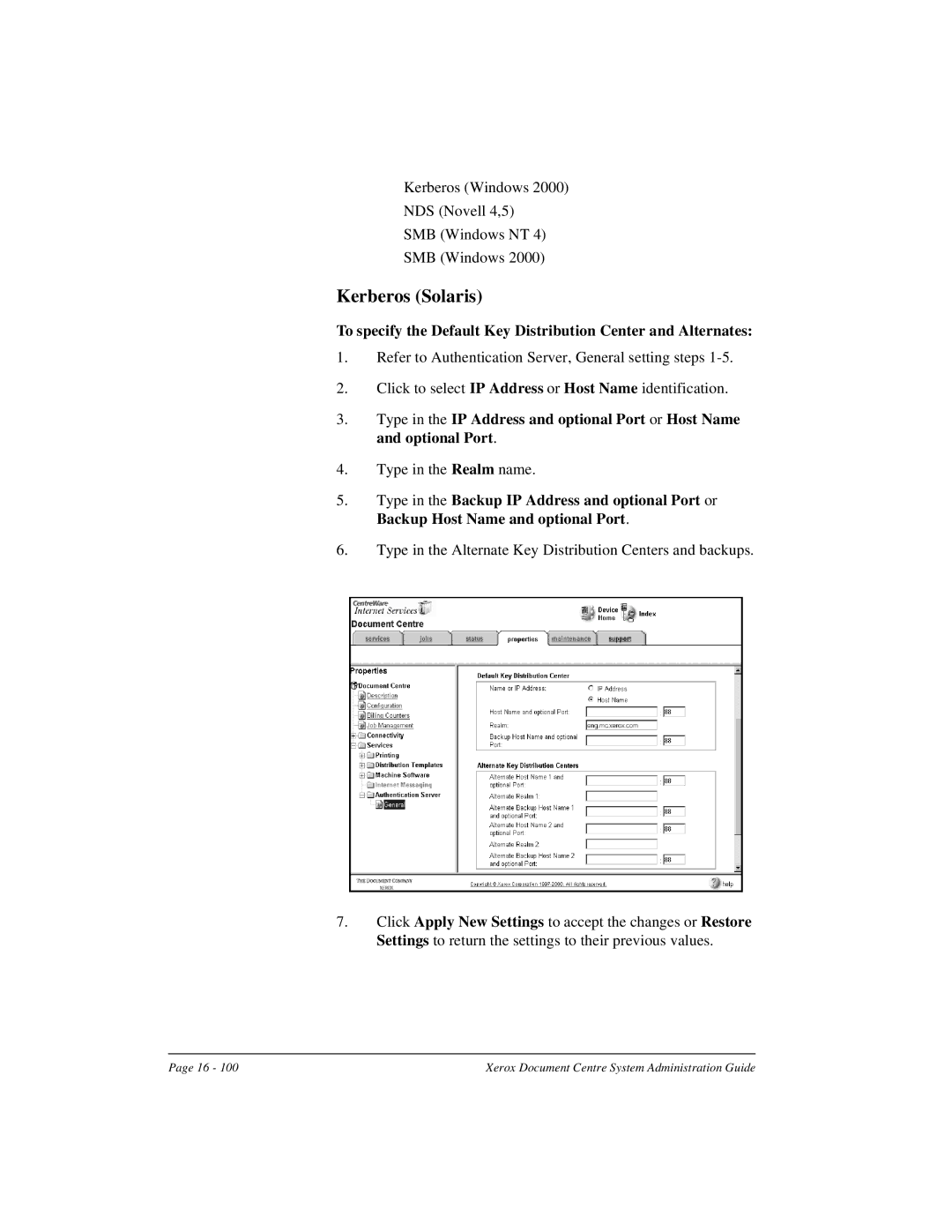 Xerox 490 ST, 480 ST manual Kerberos Solaris 