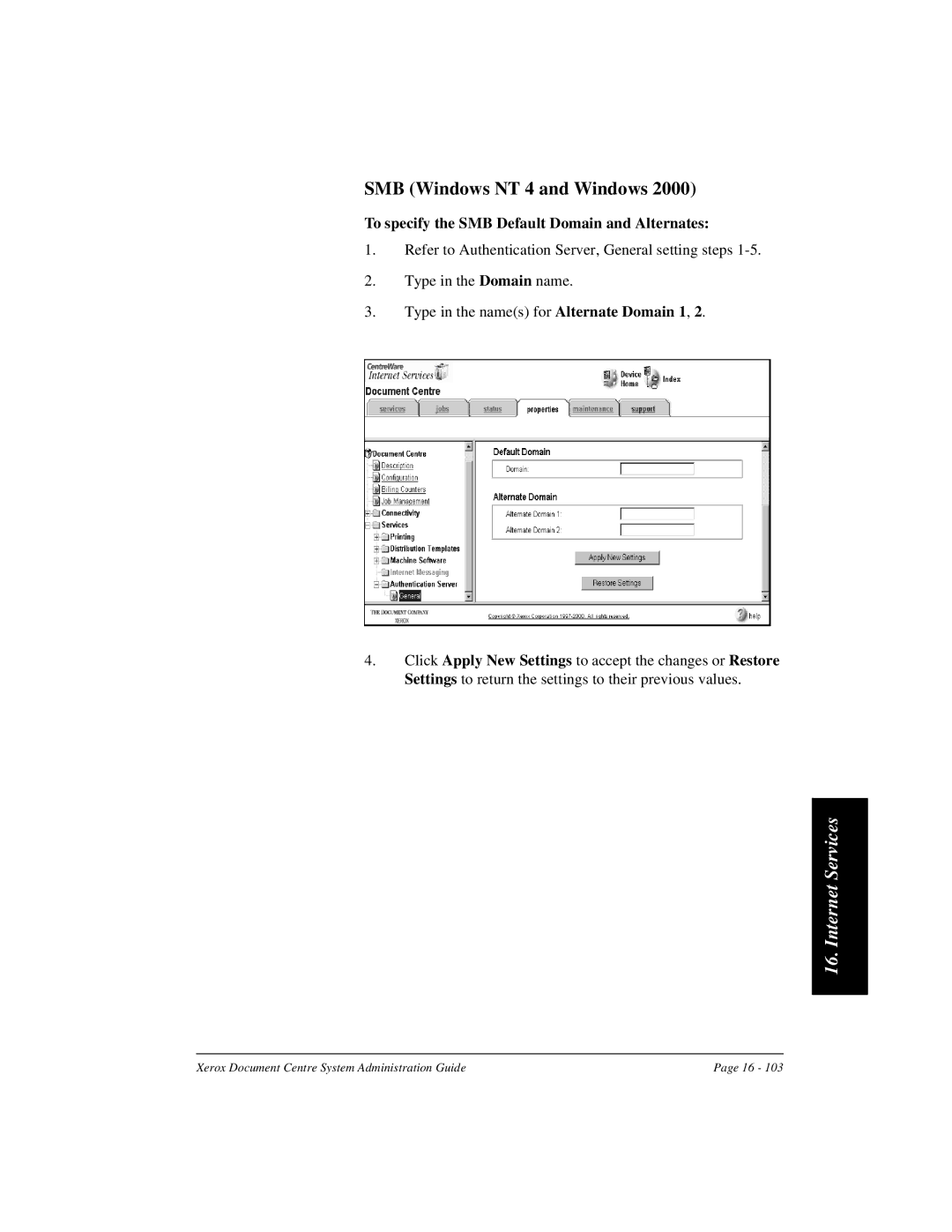 Xerox 480 ST, 490 ST manual SMB Windows NT 4 and Windows, To specify the SMB Default Domain and Alternates 