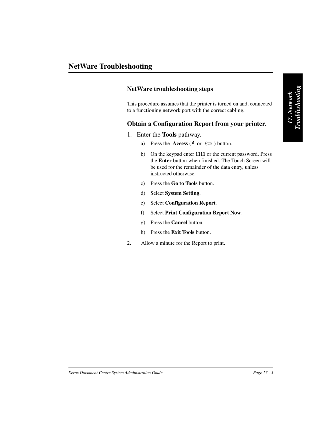 Xerox 480 ST, 490 ST manual NetWare Troubleshooting, NetWare troubleshooting steps 