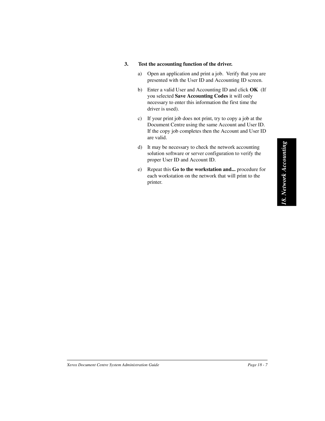 Xerox 480 ST, 490 ST manual Test the accounting function of the driver 