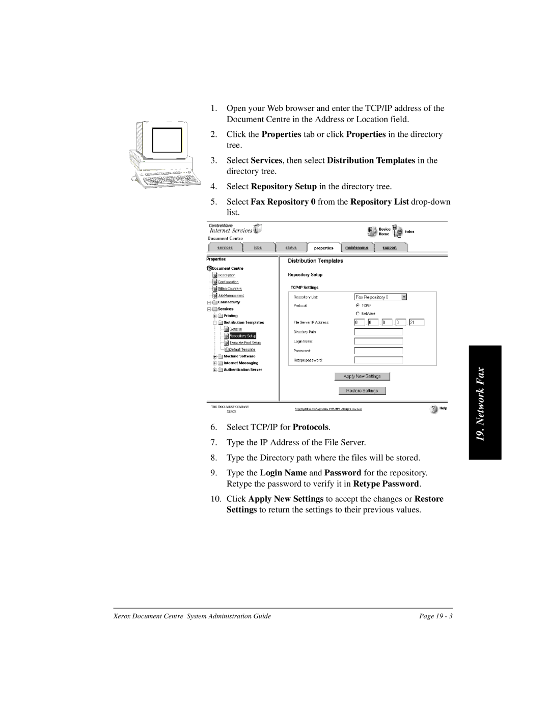 Xerox 480 ST, 490 ST manual Select Repository Setup in the directory tree 