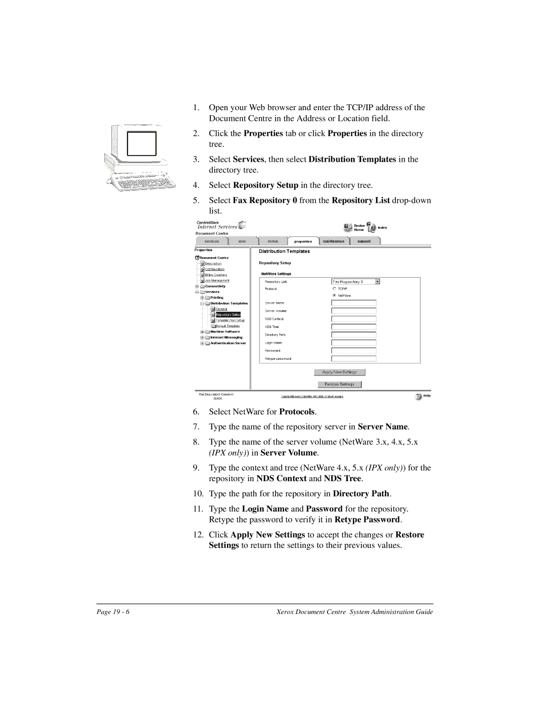 Xerox 490 ST, 480 ST manual Select Repository Setup in the directory tree 