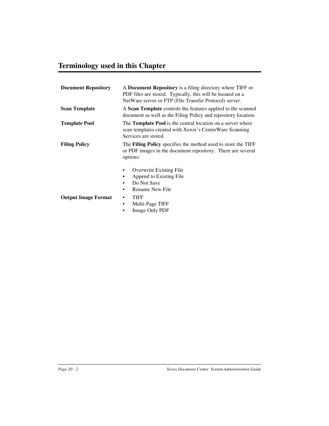 Xerox 490 ST, 480 ST manual Terminology used in this Chapter 