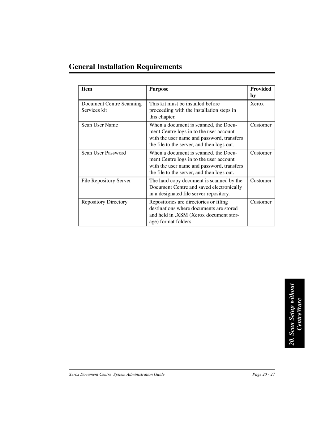 Xerox 480 ST, 490 ST manual General Installation Requirements 